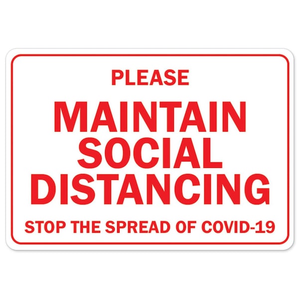 Public Safety, Please Maintain Social Distancing, 5in X 3.5in Decal, 10PK, OS-NS-D-35-10PK25519